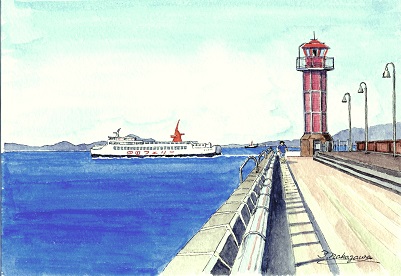 高松港の赤灯台
